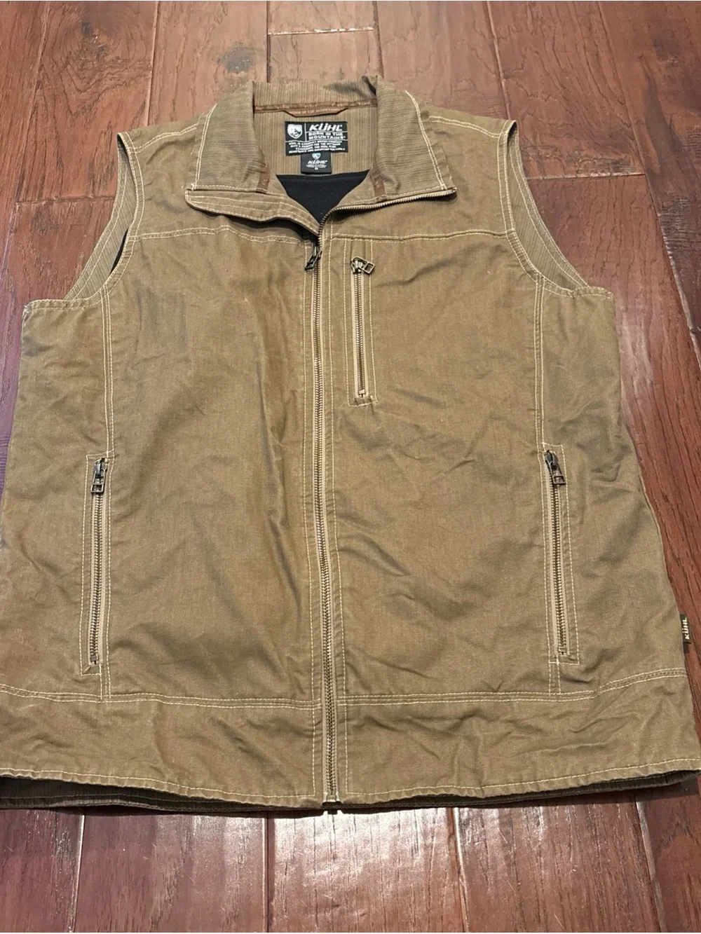 Kuhl Men's Tan Canvas Zip Front Utility Vest